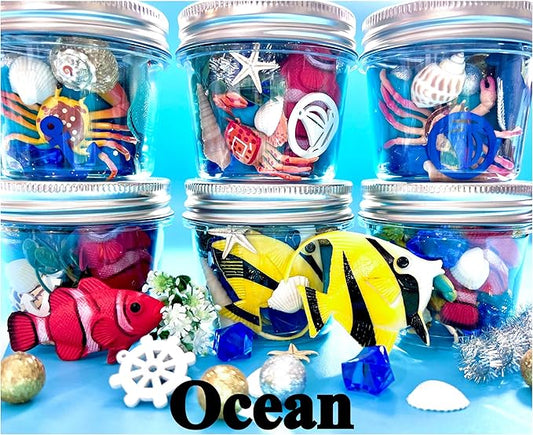 MAGIC Play dough Jars, Play dough kit,Kids Party Favors, Goodie Bags,Birthday Party Favors, Playdoh, Birthday gift for kids, girls boys gift (Ocean/Under the Sea)