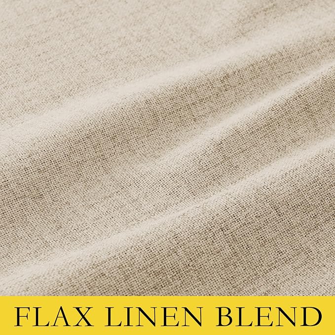 NICETOWN 100% Black Out Curtains 63 inch Long for Kitchen, Burlap Linen Drapes with Thermal Insulated Grey Liner, Keeping Out Cold Air and Heat Panels for Privacy (Set of 2, 52" Width, Beige)