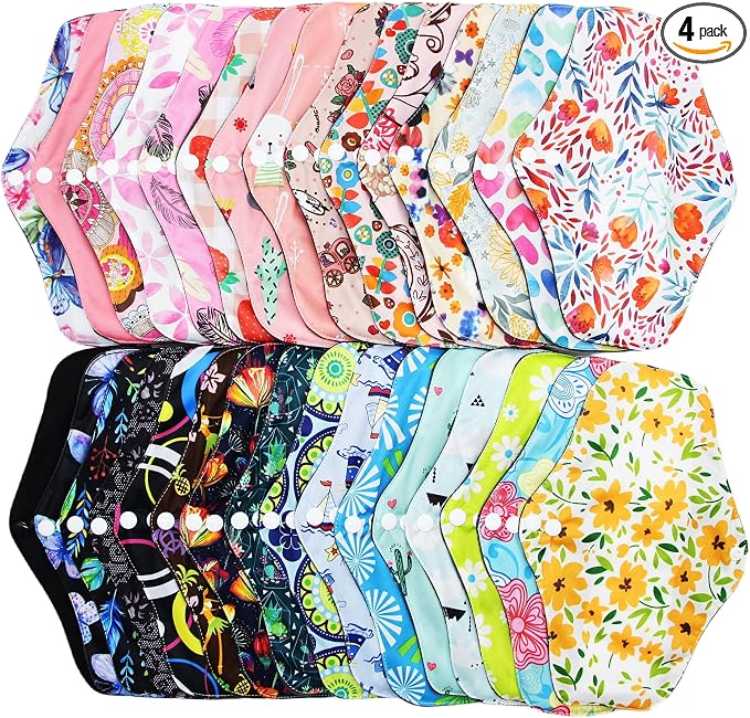 Random Prints Meduim Size Regular Cloth Menstrual Pads Reusable Sanitary Pads (M-5 PCS-Random Prints)