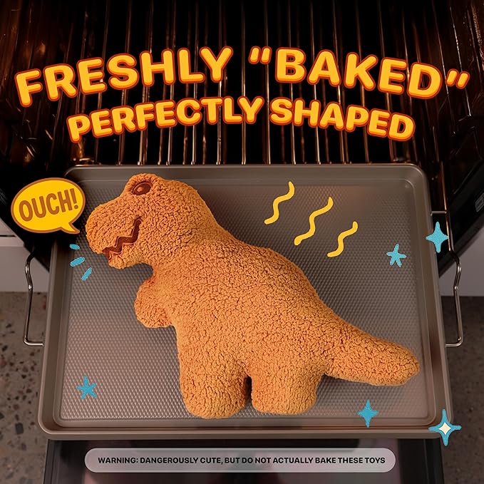 Large Dino Nugget Pillow, Premium Chicken Nugget Dinosaur Stuffed Animal Plush – Ultra Soft 16 inch Fun Dinosaur Toys Throw Pillows for Kids, Boys & Girls (Tender Rex)