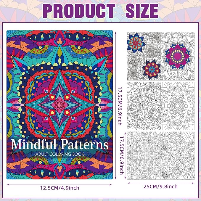 Liliful 144 Pcs Mindful Coloring Book Bulk DIY Art Stress Relief Drawing Book with Mindfulness Patterns for Adults, Party Favors, Goodie Bag Filler and Holiday Gifts