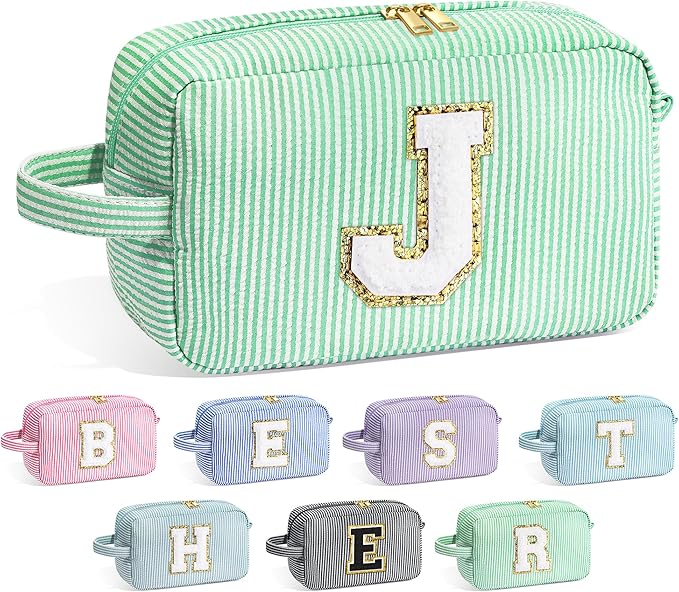YOOLIFE Birthday Gifts for Women - 20th, 30th, 40th, 50th, 60th Birthday Gifts for Her Mom, Best Friend, Sister, Teacher - Monogram Initial Makeup Bag Cosmetic Bag