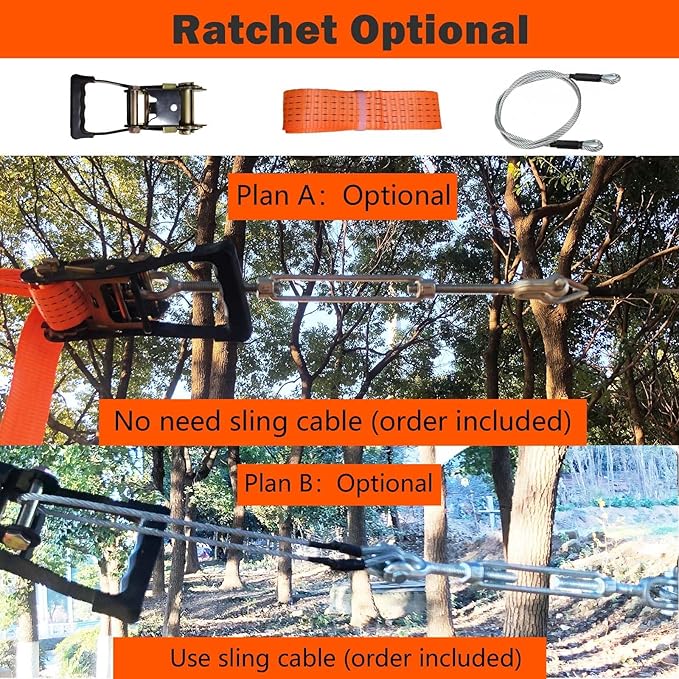 110/130/150/180ft Zipline Kit for Kids and Adults 350Lbs Backyard, Zip Line Stainless Steel Spring Brake, Adjustable Seat, Dual Tightening, Easy Installation Outdoor Adventure Equipment