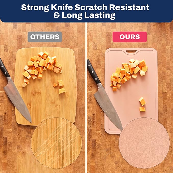TPU Cutting Board Flexible Mat, 17.3" x 10.6" Nonslip Korean cutting board for kitchen, BPA Free Flexible Chopping Board, TPU Material Double-sided Dishwasher Safe