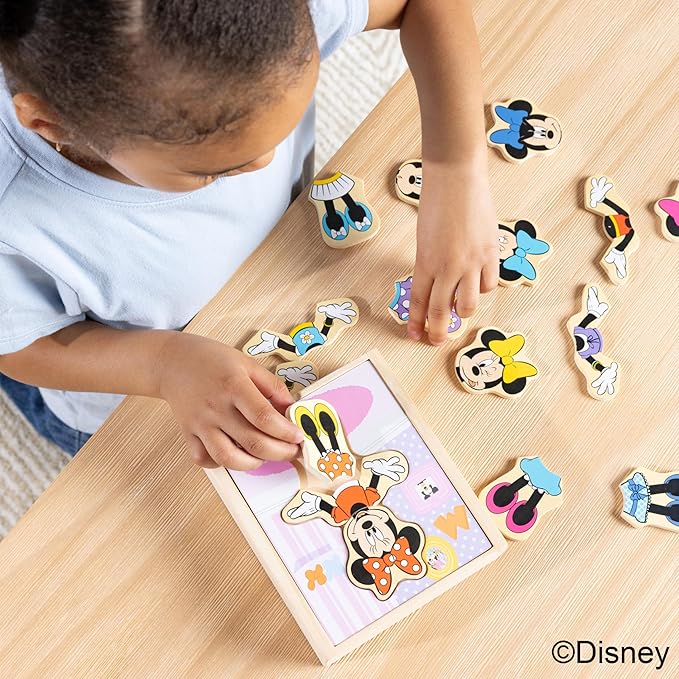 Melissa & Doug Disney Minnie Mouse Dress-Up Puzzle, 18 Pieces Mix and Match Outfits, Sorting & Matching Toy with Storage Case, Educational Puzzle for Toddlers Ages 3+