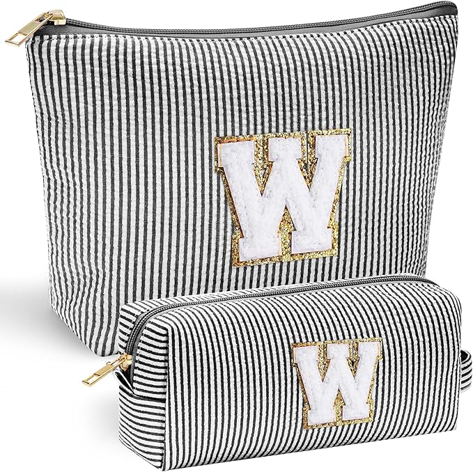 YOOLIFE Gifts for Women Her, Makeup Bag Make Up Bag Pouch Cosmetics Organizer Bag Cute Makeup Bag Skincare Bag Personalized Best Friend Wife Birthday Gift Graduate Gifts for Her Black W