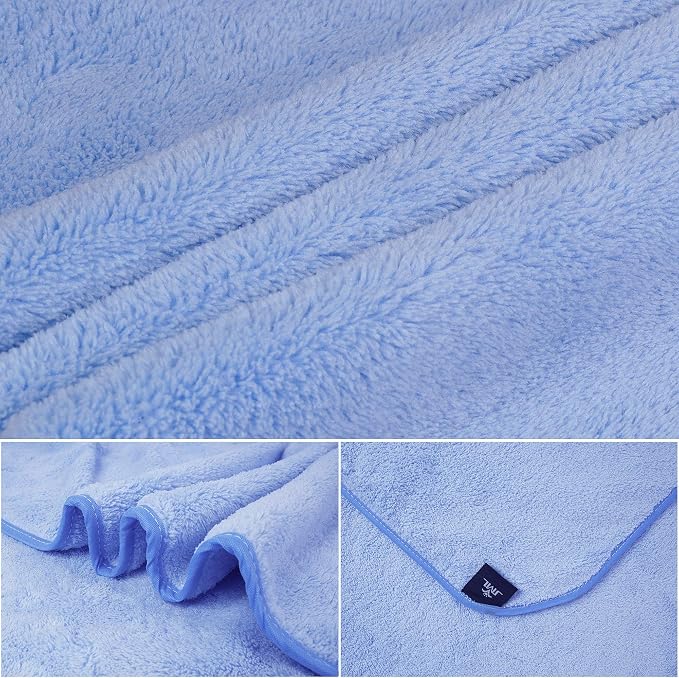 JML Microfiber Bath Towels, Blue, 30"x60", 2 Pack | 350GSM, Haning Loop, Super Soft & Absorbent, Quick drying, Lint Free, Fade Resistant, Use for Hair Wrap & SPA
