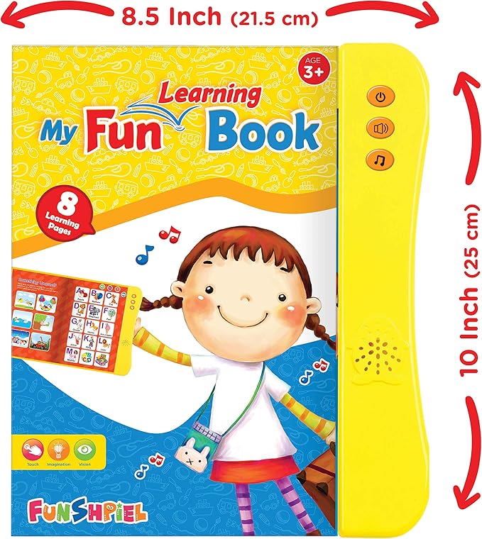 ABC Learning For Toddlers Sound Book, Ideal for Learning & Education Toys, Speech Therapy Toys, Preschool Learning Toys, 8 Page Toddler Activity Book Learning Alphabets, Animal, Speak and Spell & More