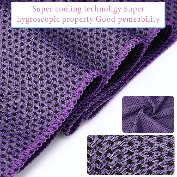 Honoson 20 Pcs Cooling Towels for Neck and Face, 47"x12" Sports Breathable Ice Towels Microfiber Chilly Sweat Rags with Portable Bottle for Gym Golf Athletes Yoga Workout Hot Weather (Purple)