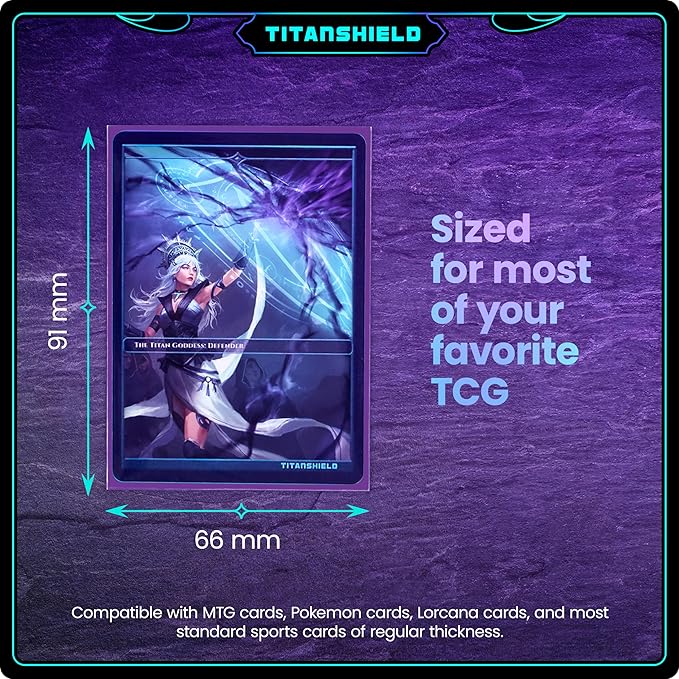 TitanShield Premium Card Sleeves | Compatible with Pokemon, One Piece, Lorcana, Flesh & Blood, & Magic The Gathering MTG | (150 Sleeves - Standard) (1, Purple, Standard | 66x91mm)