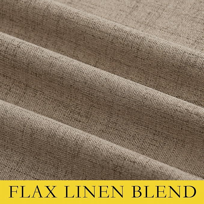 NICETOWN Burlap Vintage Open Linen Weave Flax Thermal Curtains, 100% Blackout Curtains 95" Long for Dining Room, Soundproof Window Treatment Drapes for Bedroom, 52" Wide Per Panel, Set of 2