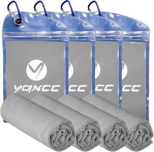 YQXCC 4 Pack Cooling Towels 40"x12", Cool Ice Towels for Neck & Face | Cooling Neck Wraps, Soft Breathable Microfiber Chilly Towels, Ideal for Gym, Yoga, Golf, Running, Camping & Hot Weather