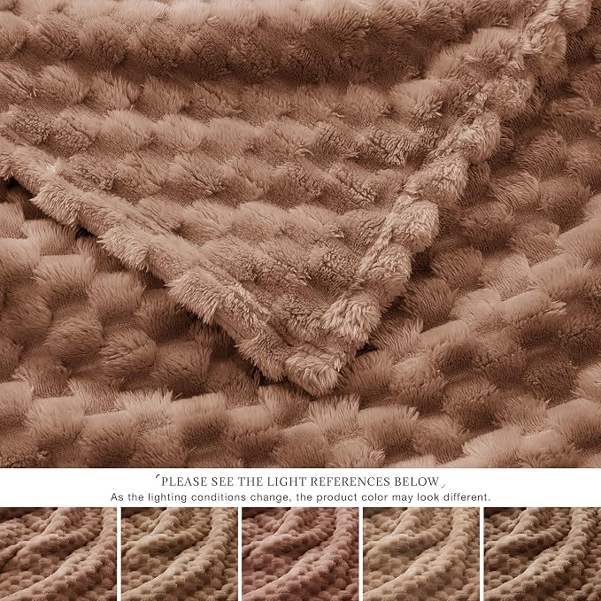 EXQ Home Gentle Soft Fleece Throw Blanket – Cozy Lightweight 3D Imitation Turtle Shell Jacquard Blanket for Couch Bed – All-Season Warm Fuzzy Flannel Blanket for Women Mom Gifts(60"x80",Mocha Mousse)