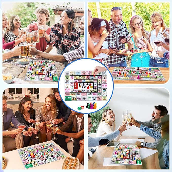 Fofeadm Drinking Board Games for Adults, Rubber Mat Drinking Board Game, Funny Party Interactive Drinking Games for Game Night, Birthday, Family Play or Any Occasion, Age 21+, 2-8 Players