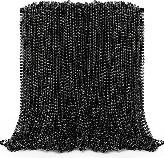 Bead Necklace, 100PCS Halloween Black Bead Necklaces Stuff Accessories, 33" Mardi Gras Beads Necklace Costume, Festival Parade Throw for Halloween Wedding Party Events Supplies Decorations