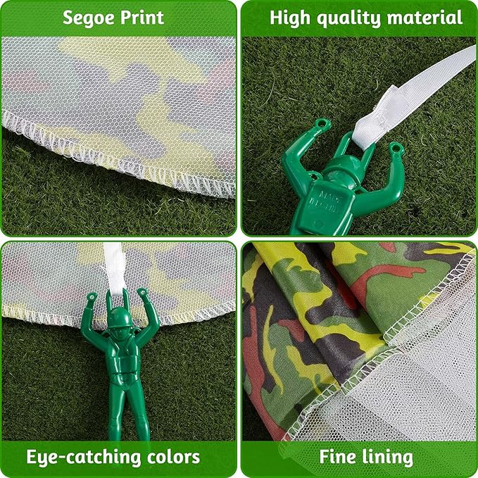 Aoriher 12 Pcs American Flag Army Parachute Toy Action Figures, Boys Outdoor Games, No Battery Flying Toys for School Gifts Present