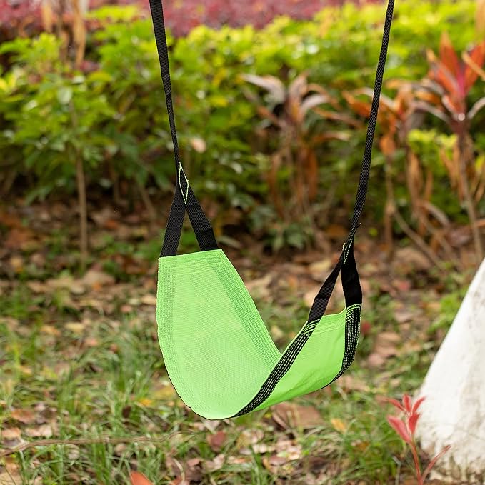 Indoor and Outdoor Patio Playground Kids Fun Hanging Mesh Fabric Tree Swing with Adjustable Strap (Green)