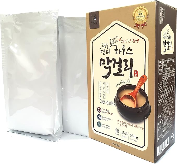 Whole Grain Brown Rice Wine KIt Korean Traditional Liquor Homemade House Makgeolli (Rice Wine) Making KIT 5 Bottles 530g