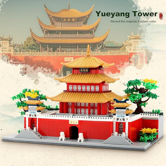 Micro Building Blocks for Adults and Teens Age of 14+ 2236 PCS Chinese House Asian Architecture Creative DIY Construction Toy for Stress Relief & Home Decor - Yueyang Tower