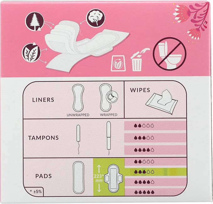 Natracare Ultra Extra Pads with Wings, Regular, Individually Wrapped, Made with Certified Organic Cotton, Ecologically Certified Cellulose Pulp and Plant Starch (1 Pack, 12 Pads Total)