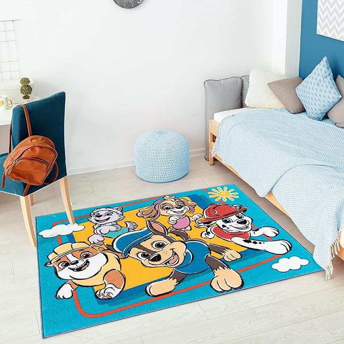 Gertmenian Paw Patrol Indoor Area Rug - 3x5 Small, Non-Slip, Ideal for Children in Bedroom, Game Room, Classroom, Nursery or Play Area - Paw Patrol Team, Blue/Red, 28022