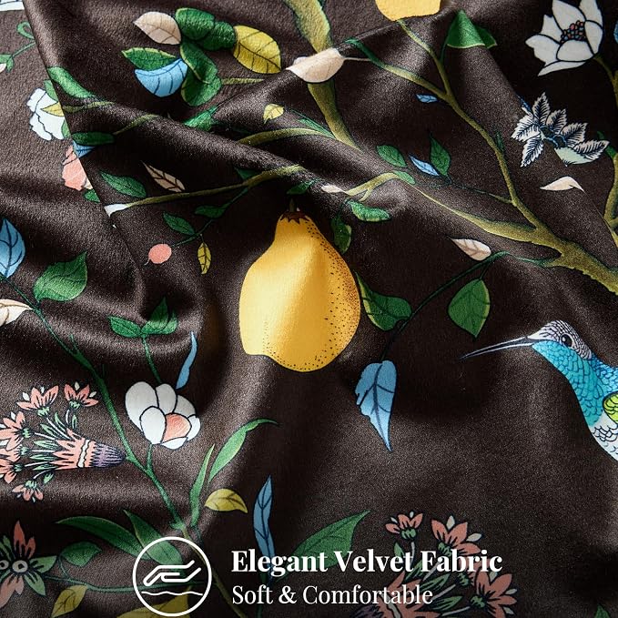 MUSSEL Brown Floral Vintage Decorative Pillow Covers 18x18 Set of 2 | Soft Velvet,Wild Flower Plant,Throw Pillows Case,Square,Colorful Farmhouse Cushion Covers,Home Sofa Bed Couch Decor