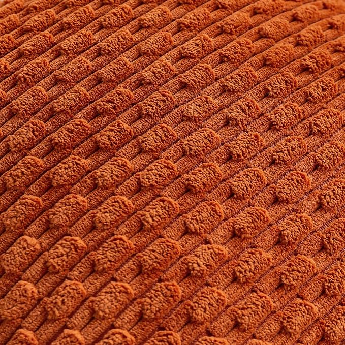 Set of 4 Burnt Orange Decorative Throw Pillow Covers 22x22 Inch Corduroy Pillow Covers for Bed Couch Sofa Living Room Soft Square Cushion Cases
