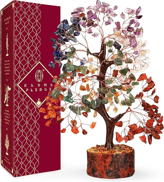7 Chakra Tree of Life for Manifestation Unique Birthday Gifts for Women, Men, Friends, Handmade Home Decor Healing Crystal Tree for Money, Good Luck, Anniversary Gifts for Her, Mom & Dad