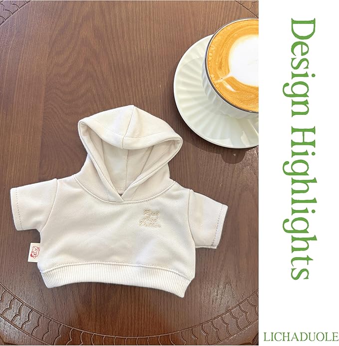 9-12''/30cm Plush Animals Clothes Cotton Hoodie & Checkered Shorts Set for Bashful Bunny and Teddybear(NO Doll)