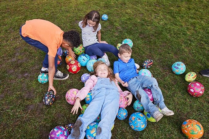 Crocodile Creek Playground Ball - Durable Rubber for Kids Ages 3 and Up - Bouncy Inflatable for Kickball, Indoor Games, and Outdoor Sports - PVC-Free - Dinosaurs - Red - 7-inch Diameter