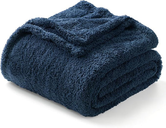 Exclusivo Mezcla Fleece Twin Size Blanket for Couch and Bed, 60" x 80" | Super Soft and Cozy Fluffy Blanket for Women, Lightweight and Fuzzy Blanket for Teens Back to School, All Season, Navy Blue