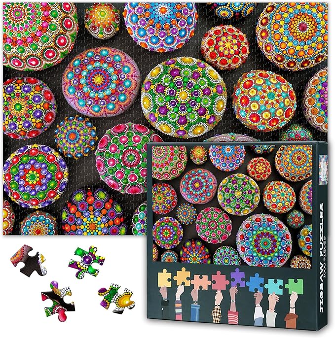 1000 Piece Jigsaw Puzzle, Mandala Adult Puzzles, Jigsaw Puzzle 1000 Pieces for Adults Colorful Mandala, Puzzles for Adults 1000 Pieces Family Games Finished Size 19.5 x 27.5 Inch