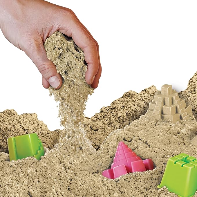 National Geographic Moon Sand - 12 Lbs. with Castle Molds (Natural) - A Fun No Mess Sensory Activity, Kids Fake Sand Play Set, Sensory Bin Filler