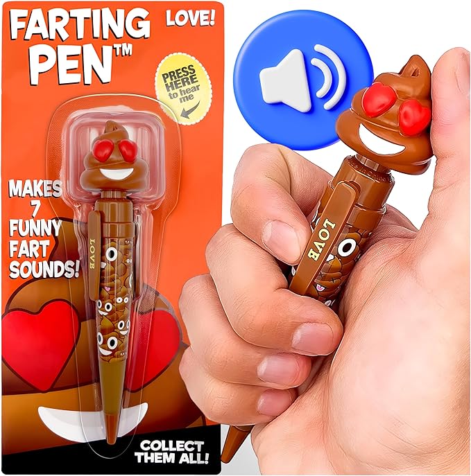 Farting Poop Pen with Multiple Funny Sounds - Perfect Halloween Games & Novelty Gift for Teens, Kids & Boys - Pen & Prank Toy for Halloween Parties, Games & Family Fun All Day (Heart Eyes)