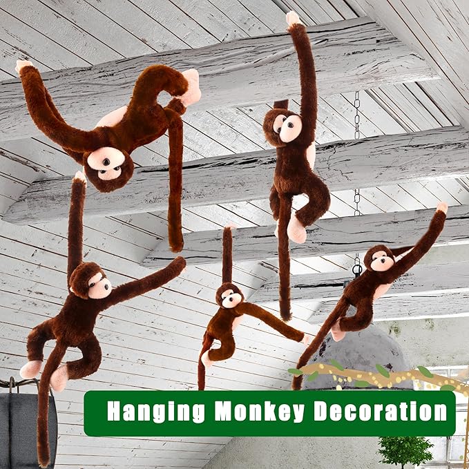 8 Pcs Hanging Monkey Stuffed Animal Toys Plush Monkey Toy Cute Soft Lifelike Monkey Plush Toys for Jungle Forest Animal Theme Party Favors Birthday Gift, 24 Inch (Color Set 2)