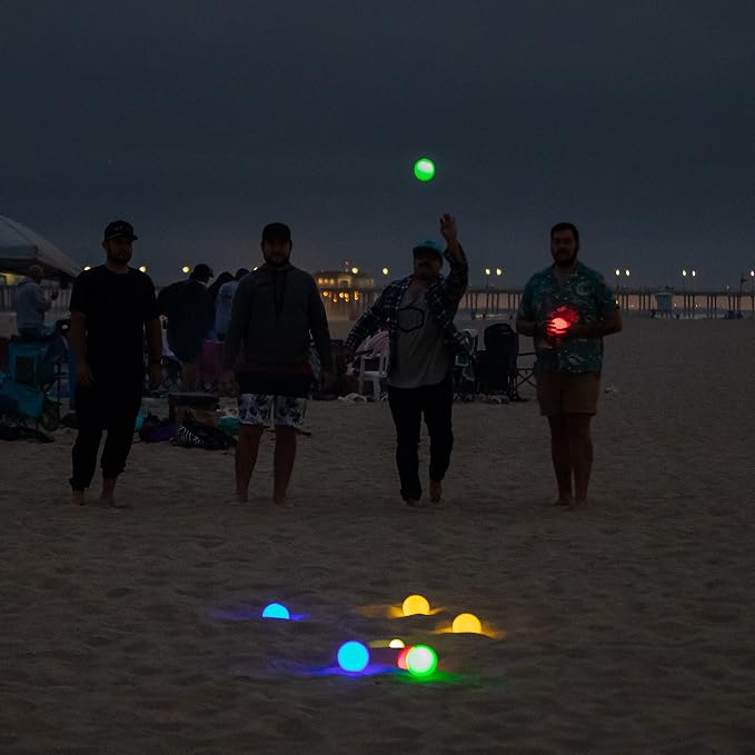 GoSports LED Bocce Ball Game Set - Includes 8 Light Up Bocce Balls, Pallino, Case and Measuring Rope - Choose 85 mm or 100 mm