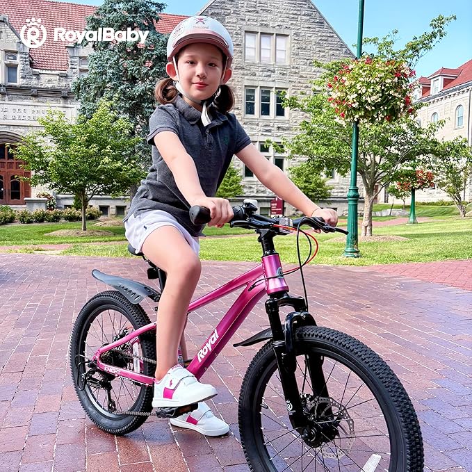 RoyalBaby Kids Mountain Bike for Boys and Girls, Ultra-Light Aluminum 20-26 Inch Wheel Bicycle for 6-14 Years Old Children, 7/21-Speeds Drivetrain