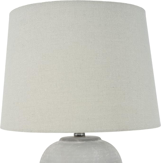 Nourison Home 23" Vintage Gray Ceramic Table Lamp with Light Gray Linen Shade, Traditional Bedside Accent Lamp, Nightstand Lamp for Bedroom, Living Room