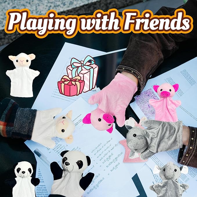 Pig Hand Puppets for Kids, Toddlers and Adults (1 Pack), Farm Animals Plush Finger Toys, Pig Stuffed Animals Storytelling Toys, Soft Hand Puppet for Classroom Prizes, Party Favors, Birthday