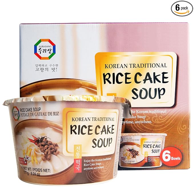 Surasang Tteokguk, Korean Rice Cake Soup, Simple and Nourishing New Year's Soup 6.3 Ounce, Pack of 6 | Simple and Nourishing New Year's Soup 6.3 Ounce, Pack of 6