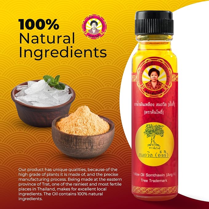 ANG Ki 24 cc Massage Oil - Natural Thai Herbal Relief for Muscle Tension, Headaches, and Skin Irritation