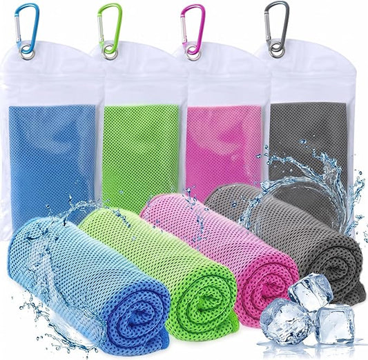 4 Packs Cooling Towels for Neck and Face(40"x 12"), Cold Towels for Hot Weather, Cooling Wipes, Lightweight Soft Breathable Towels for Yoga, Sport, Workout, Running, Gym, Camping, Fitness