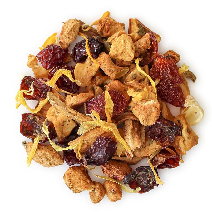 Teabloom Peach Bouquet Loose Leaf Herbal Tea with Peach, Apple & Chicory | Fruity Caffeine-Free Blend for Hot or Iced Tea | Canister Makes 35–50 Cups | Gift-Ready Reusable Tin