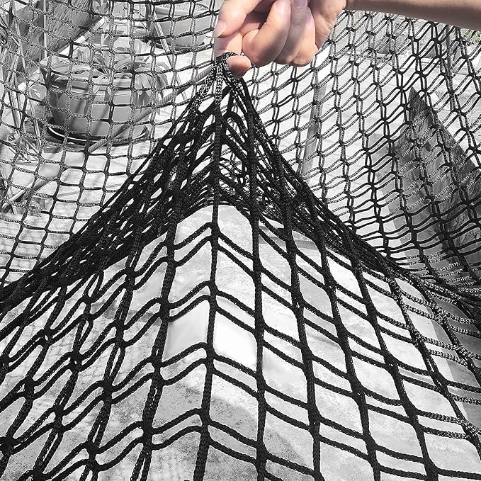 Jalunth Kids Playground Play Safety Net - Climbing Cargo Net Treehouse Accessories Outdoor Equipment Set Double Layers Heavy Duty Backyard Net Bridge for Tree House Tree Fort Back Yard (9.8' x 9.8')
