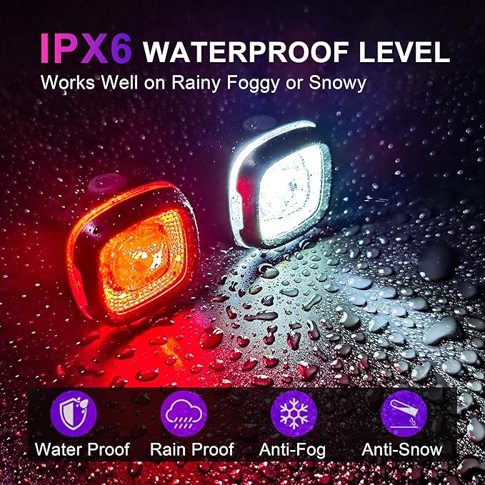 Bicycle Front and Rear Lights,Bike Light, Type-C Rechargeable, Flashing Light，Suitable for Night Riding, Cycling，Accessories for Bicycle，Headlight &Taillight for Girls Kids
