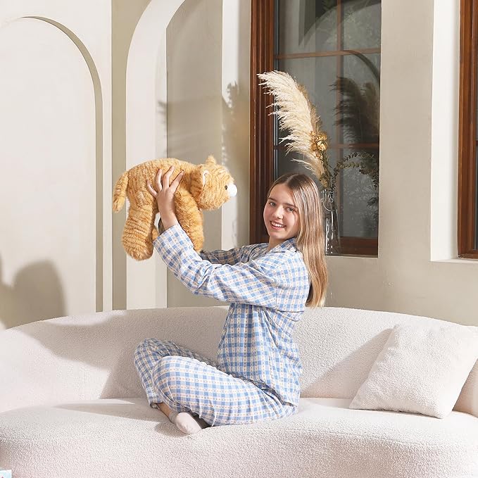 Niuniu Daddy 20" | 3.3 Pound Weighted Cat Stuffed Animals for Adults, Orange Cat Plush Toy for Toddler Teens Kids, Large Orange Kitty Plushy Pillow with Soft Fur for Present Christmas Birthday