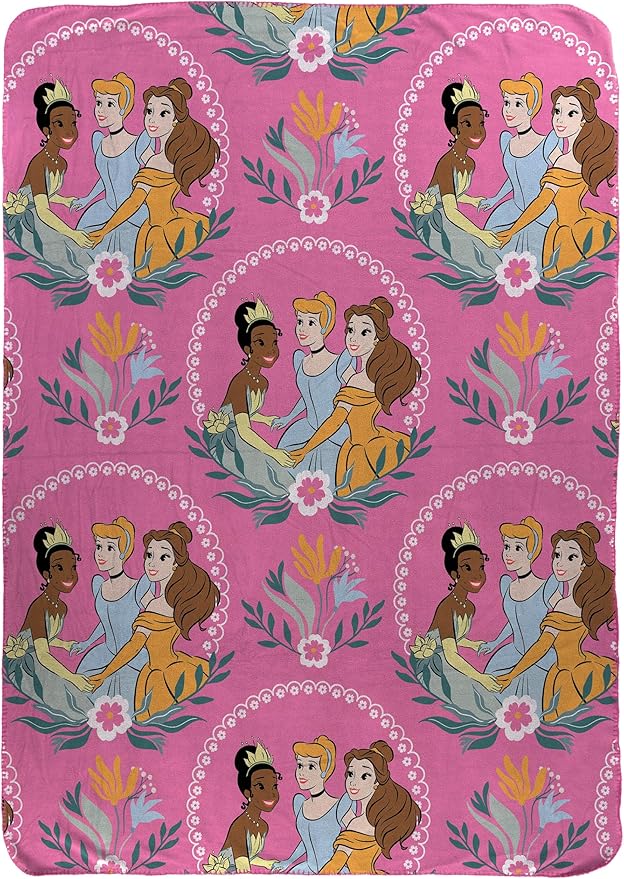 Jay Franco Kids Plush Throw Blanket – Soft & Cozy Fleece Throw for Bedroom & Couch Décor, Official Licensed Product, Pink - Princess, 46x60 - Throw Blanket
