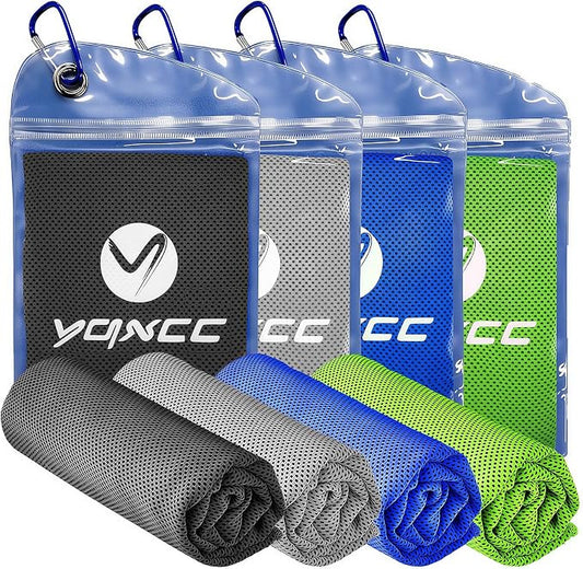 YQXCC 4 Pack Cooling Towels 40"x12", Cool Ice Towels for Neck & Face | Cooling Neck Wraps, Soft Breathable Microfiber Chilly Towels, Ideal for Gym, Yoga, Golf, Running, Camping & Hot Weather