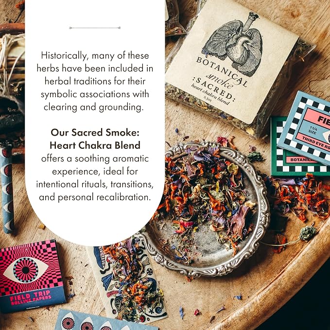 Anima Mundi Apothecary Smokable Herbs - Sacred Smoke - Heart Chakra Herbal Smoking Blend - with Relaxing Botanicals Like Mugwort, Skullcap, Blue Cornflower, Calendula & Rose Petals (0.5oz)
