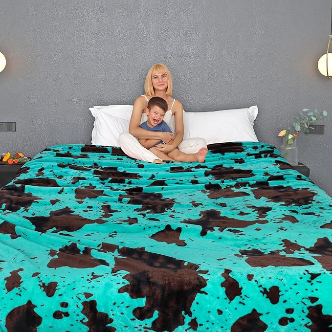 Oversized King Size Fleece Blanket Turquosie 90"x108" Lightweight Soft Cozy Teal Blue Decorative Flannel King Blanket for Bed Couch All Seasons